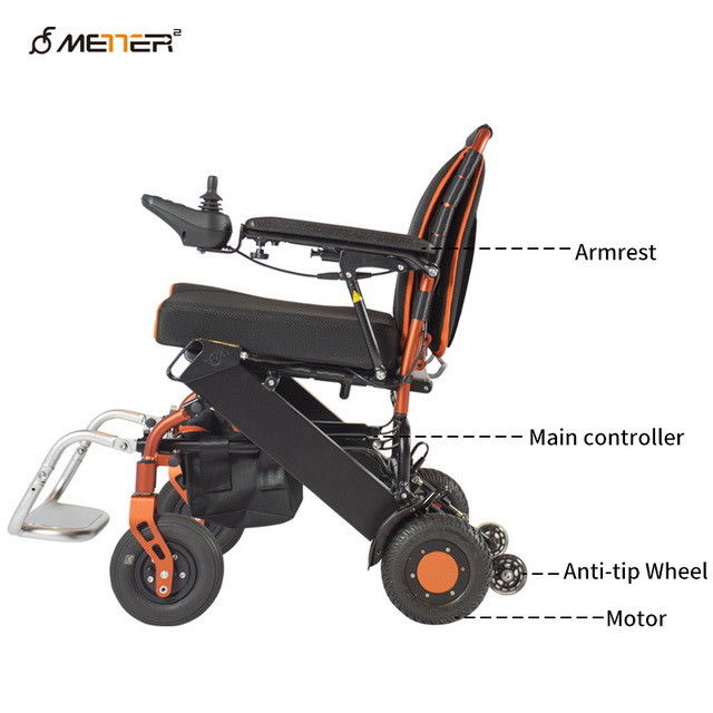 Rigid PU Tyre Folding Motorized Wheelchair 6km/H Electric